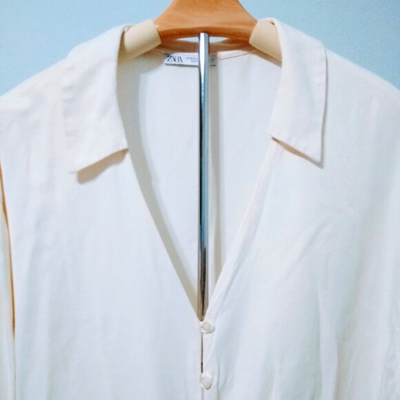 ZARA SATIN IVORY BLOUSE - Picture 5 of 15